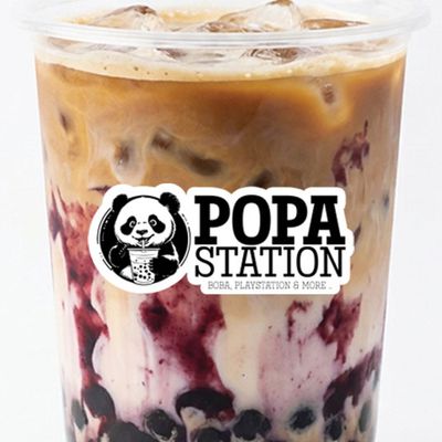 Ice Blueberry Latte Boba