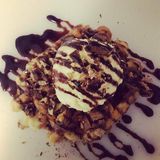 Ice Cream With Twix Chocolate Waffle