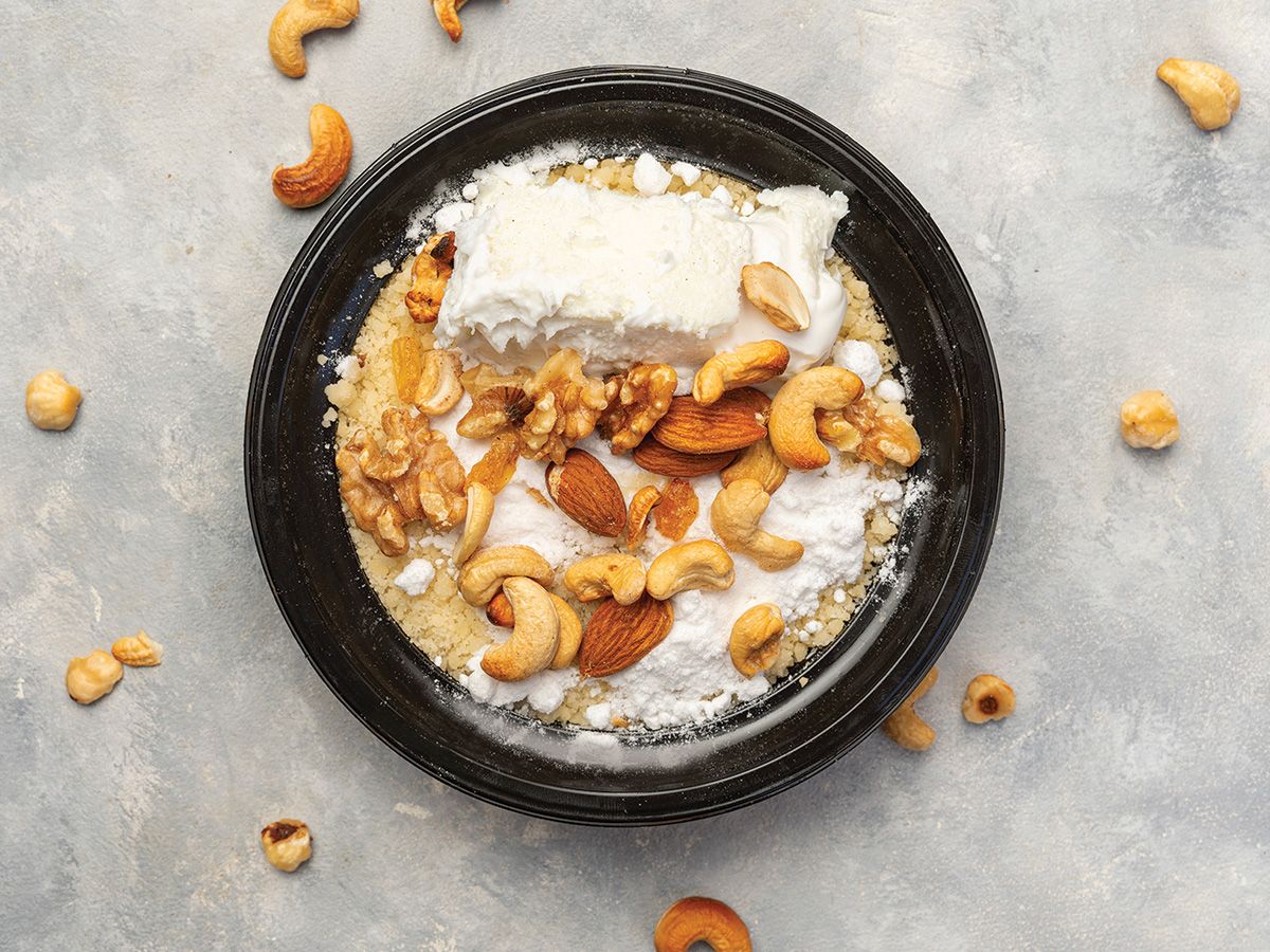 Couscous With Nuts And Qeshta Cream
