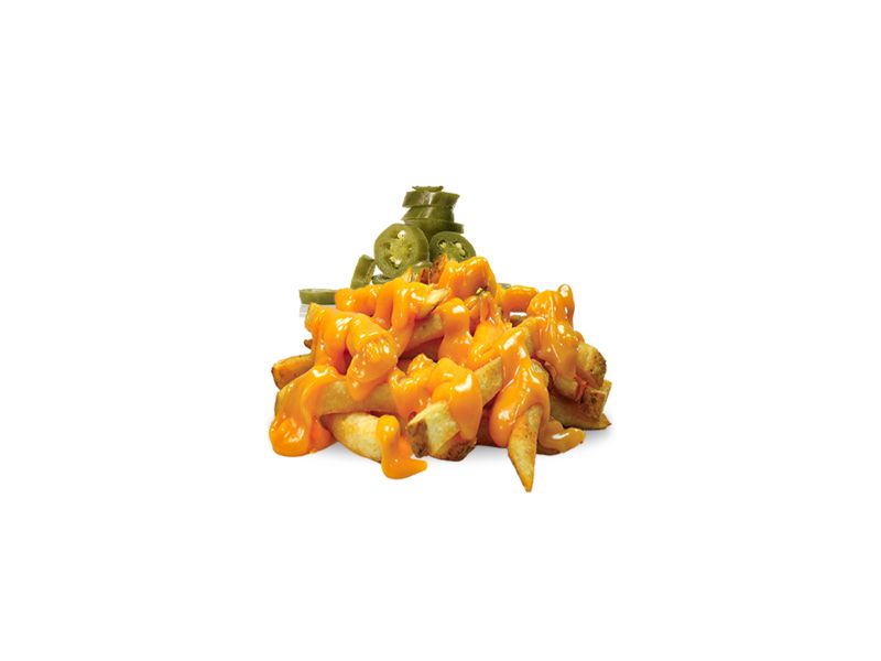 Fries with cheddar Melt Cheese and jalapeno