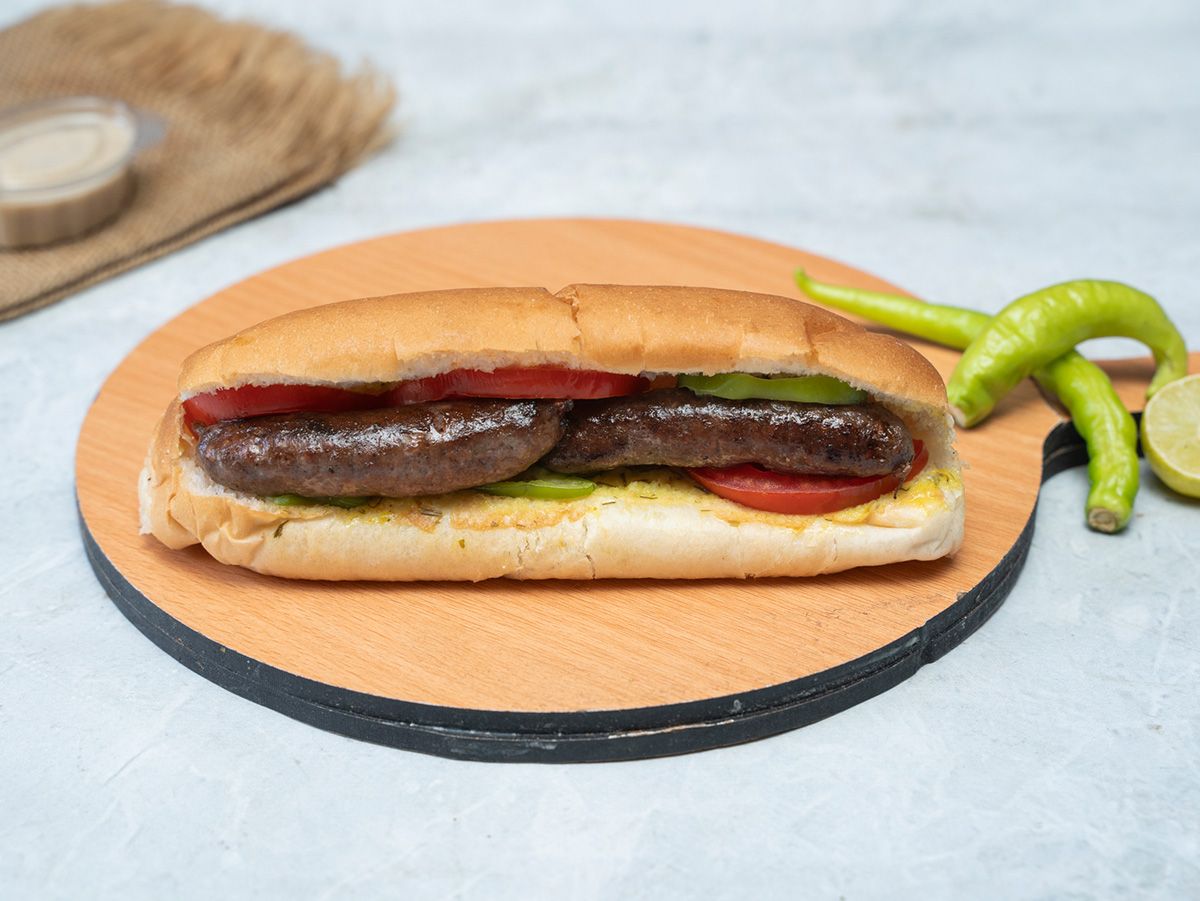 Grilled sausage sandwich