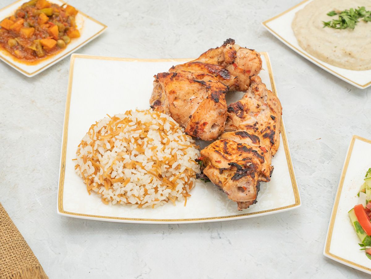 Quarter Grilled Chicken with Rice, Vegetables and Soup