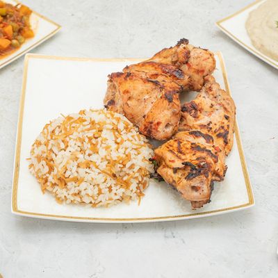 Quarter Grilled Chicken with Rice, Vegetables and Soup