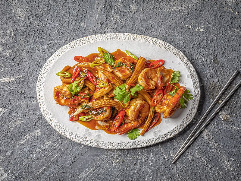 Kapow Shrimp With Basil Sauce