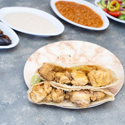 Large fried mokh pane baladi sandwich el sharqawi