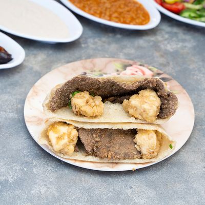 Large mixed liver and mokh sandwich el sharqawi