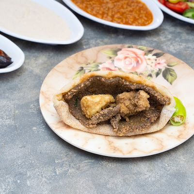 Small mixed liver and mokh sandwich el sharqawi