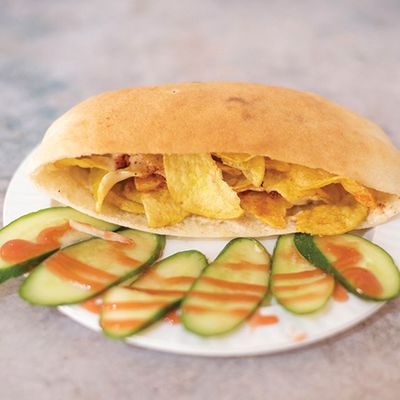 Ketchup And Mayonnaise Potato Chips Sandwich