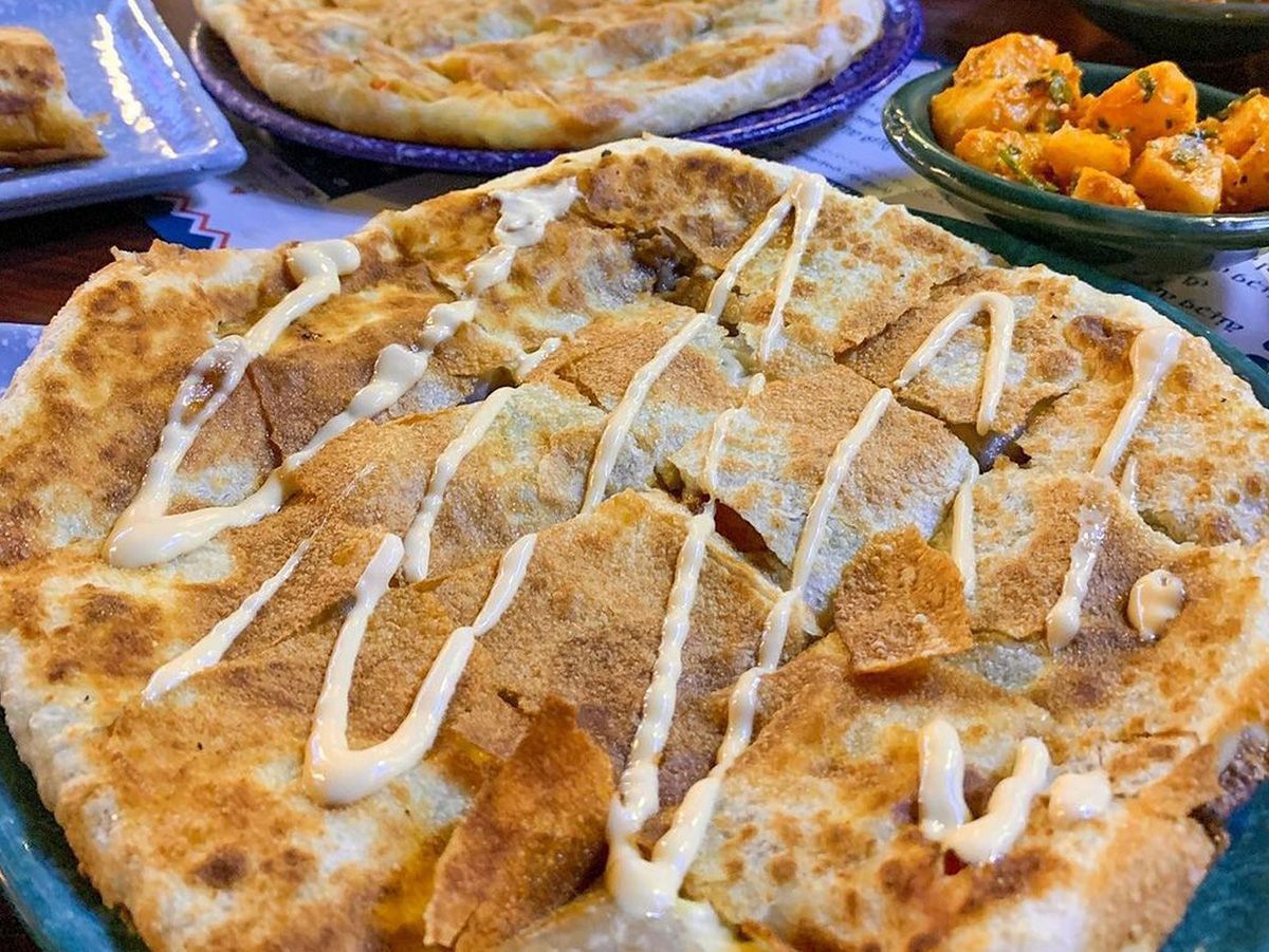 Chicken pie with pastrami and Kiri