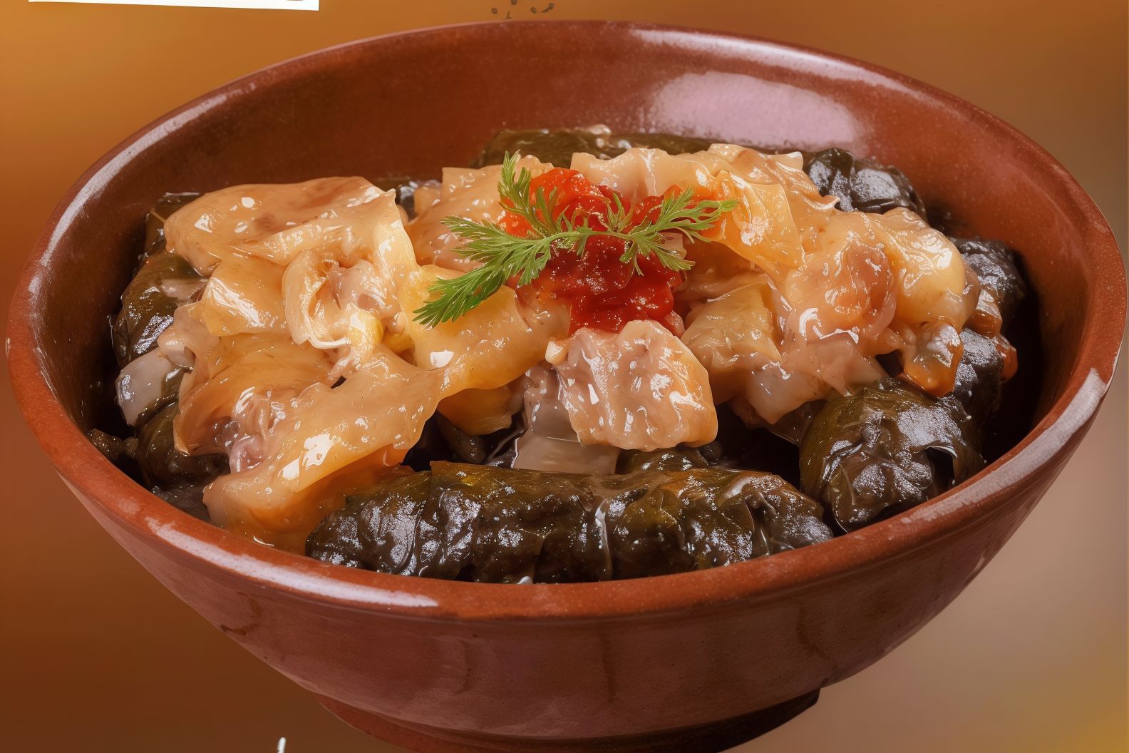Stuffed grape leaves with meat