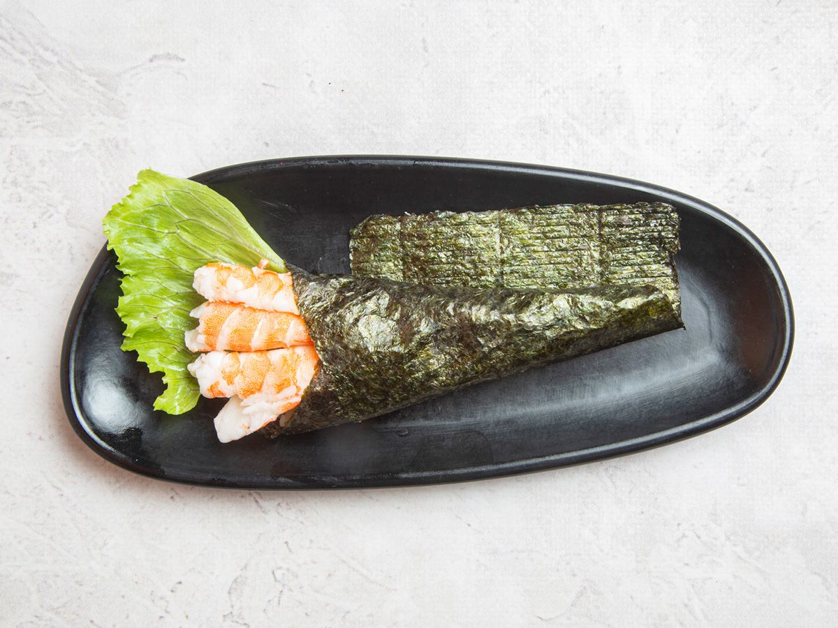 Temaki Ebi Shrimp Roll with Cucumber, Avocado and Kabocha