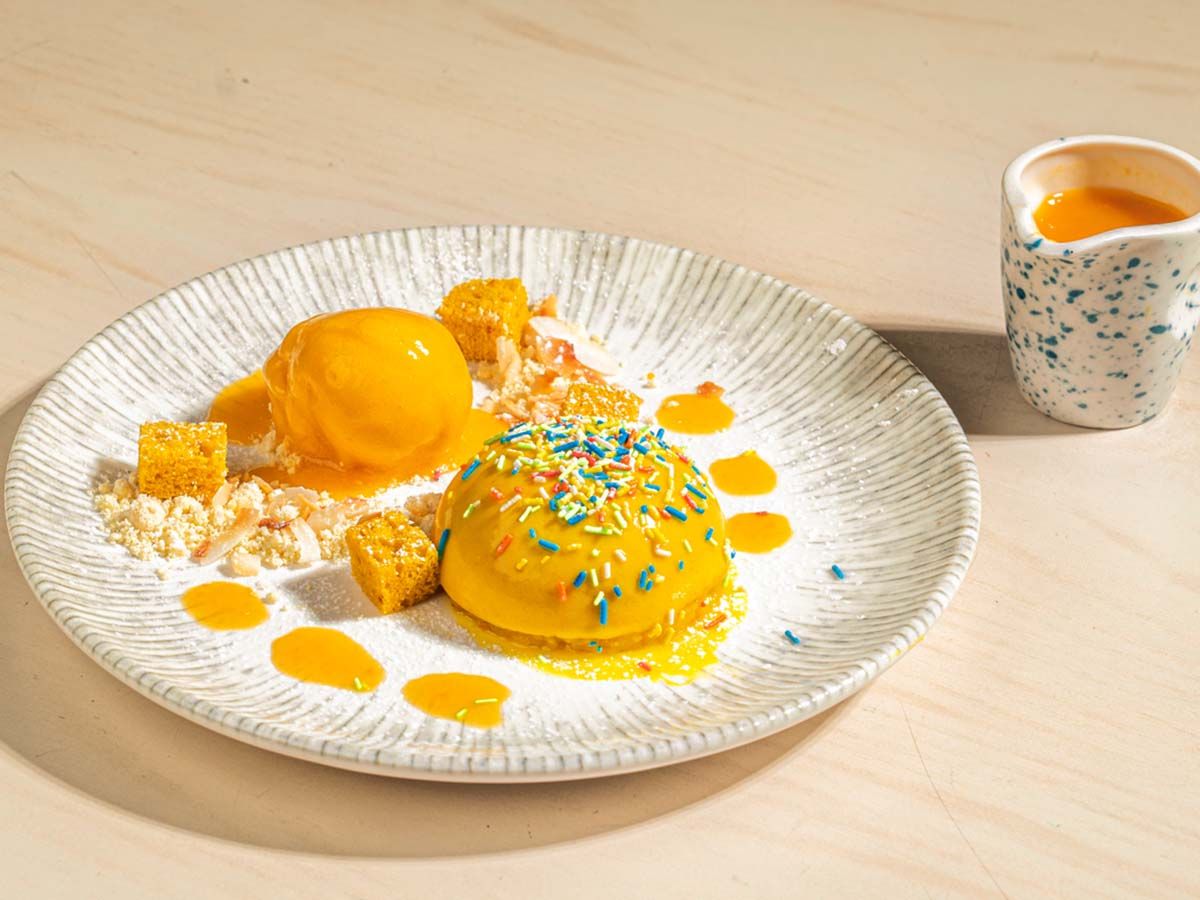 Mango mousse dome