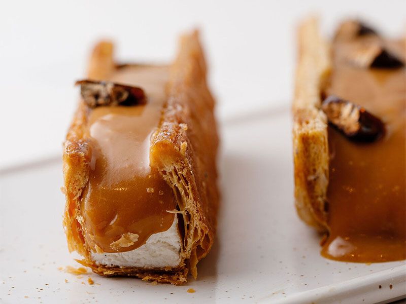 Dulce De Leche And Pecan Mille Feuille