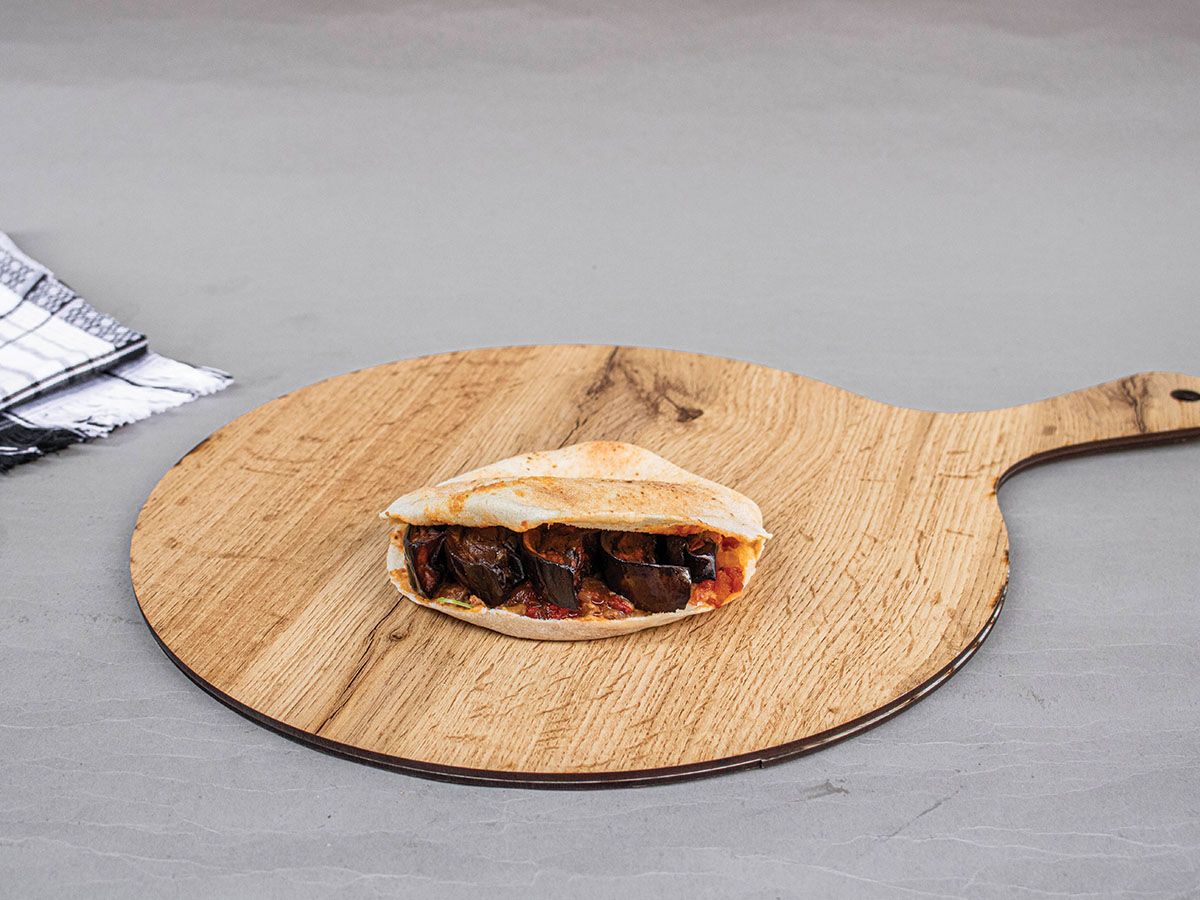 Foul With Eggplant Sandwich