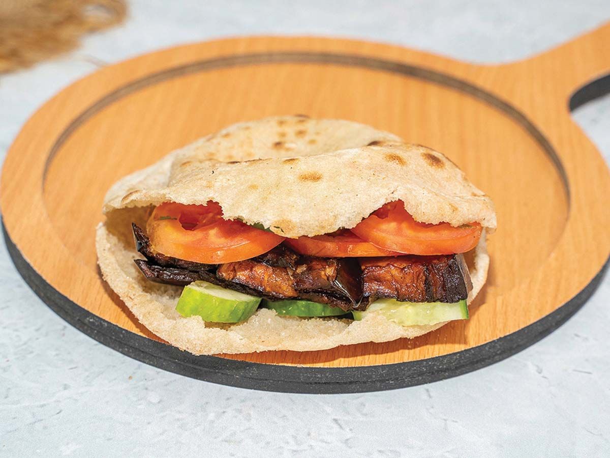 Marinated eggplant sandwich