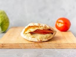 Potato puree sandwich with boiled eggs