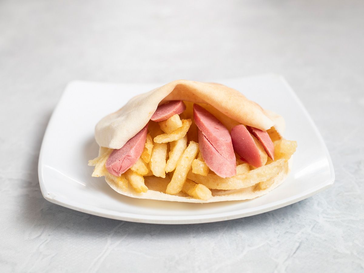 French Fries With Sausage Sandwich