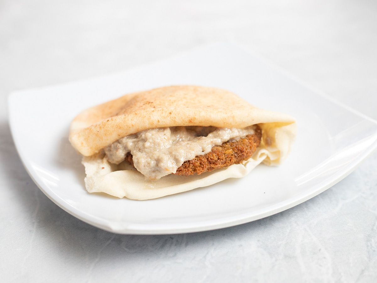 Taamia With Baba Ghanoug Sandwich
