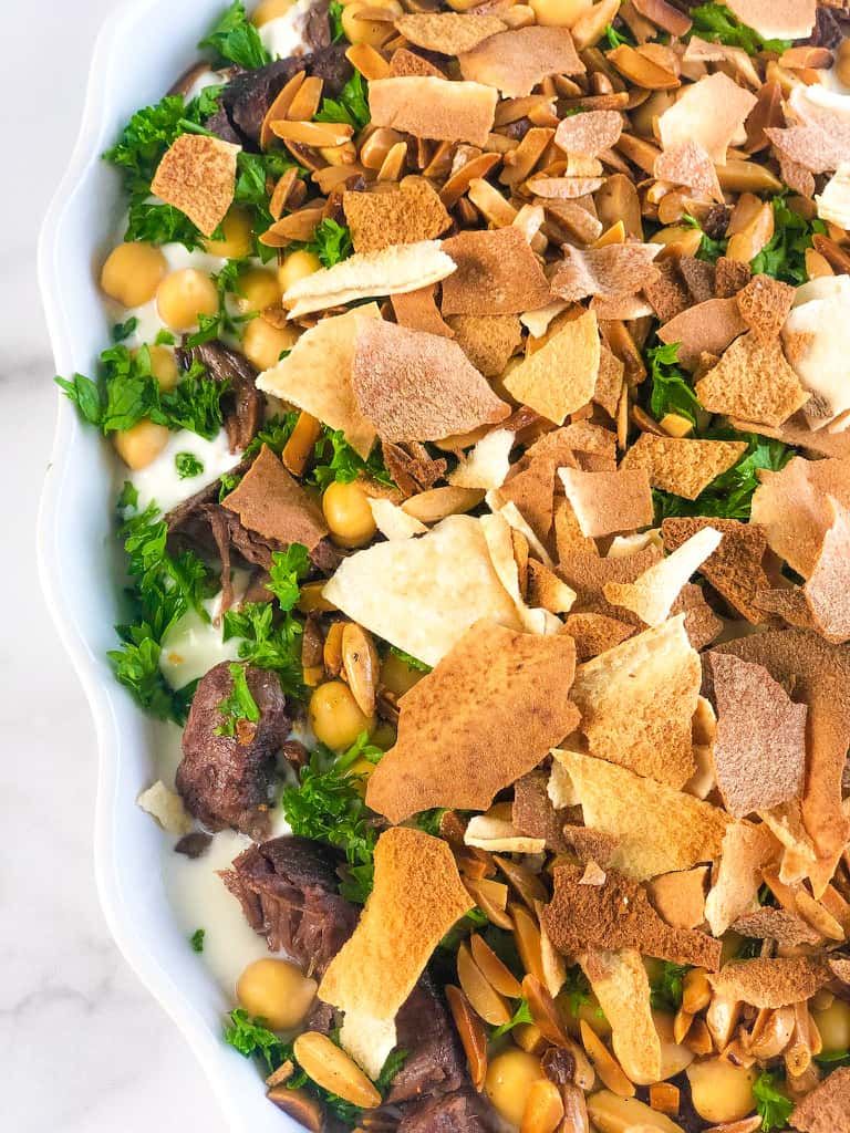 Mutton Meat Fatteh Casserole