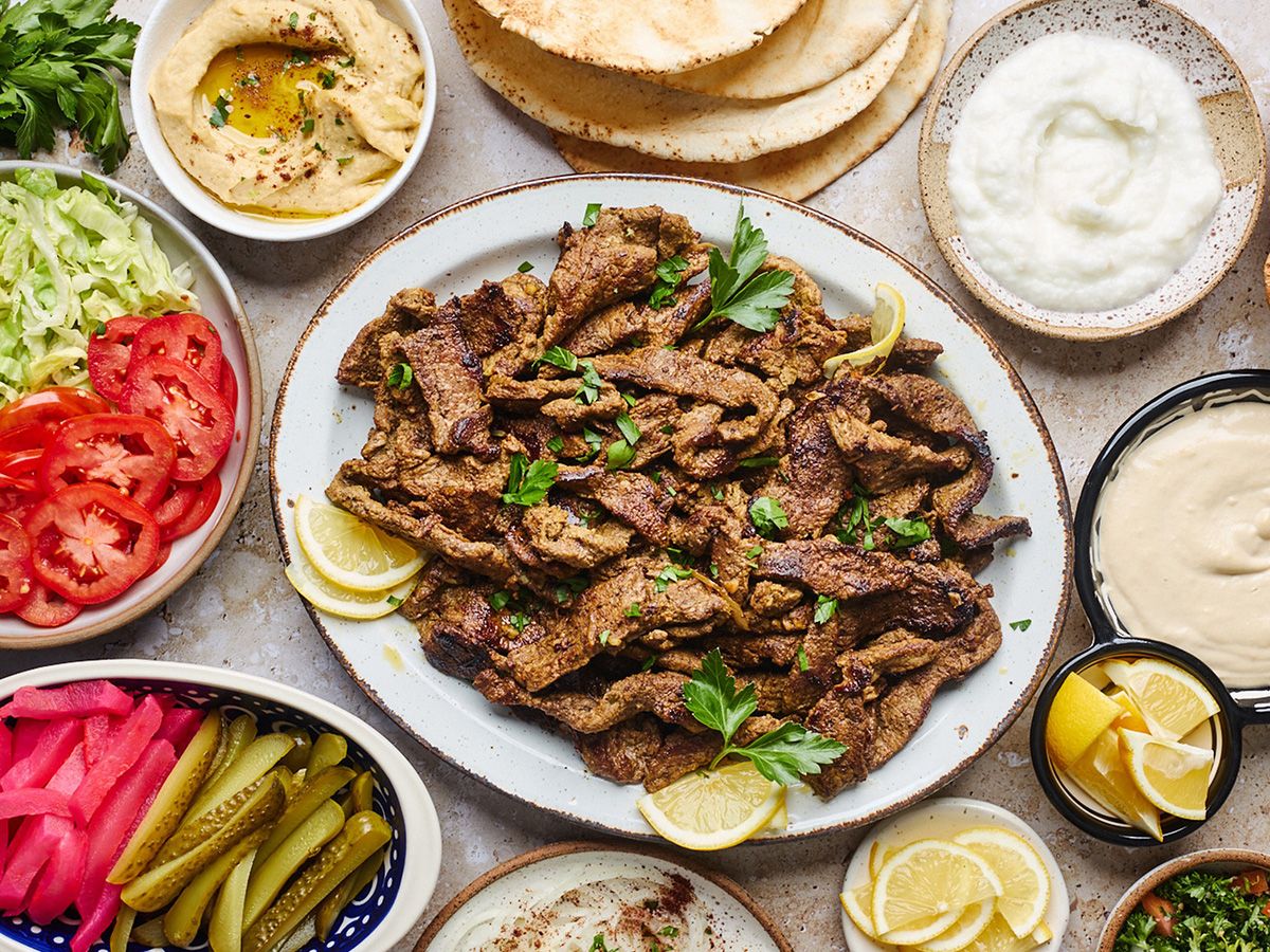Meat shawarma meal
