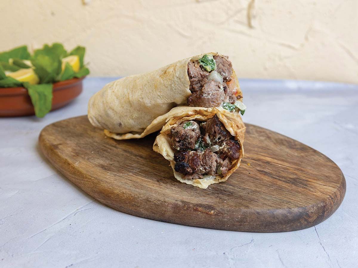 Meat skewer kofta sandwich