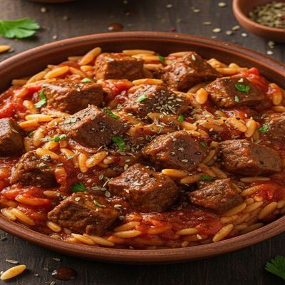 Meat with Orzo