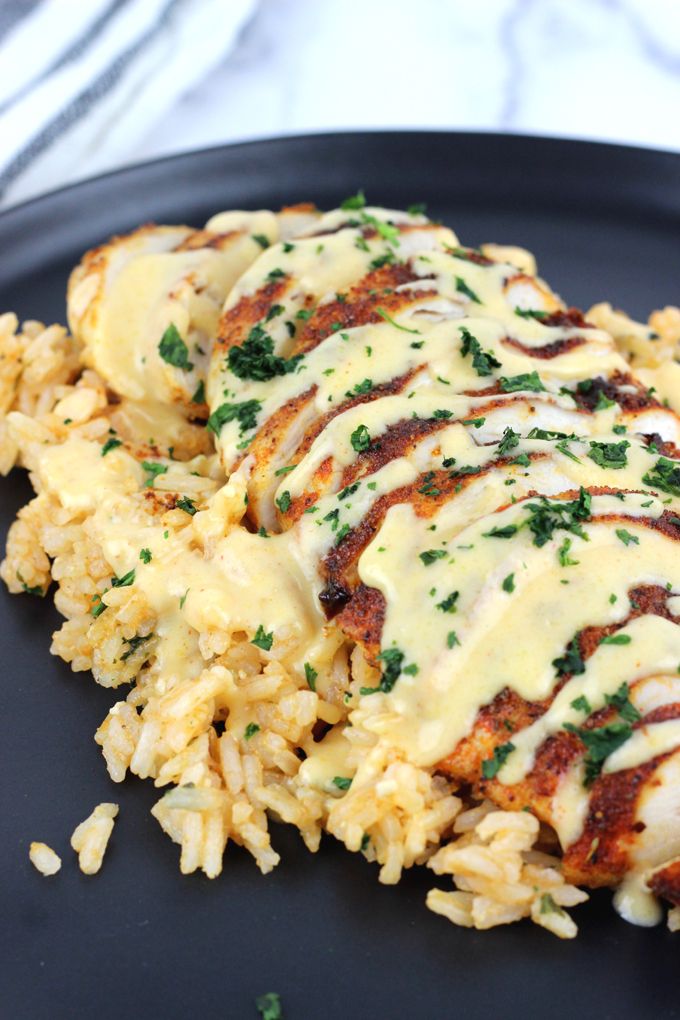 grilled chicken with mixed cheese sauce