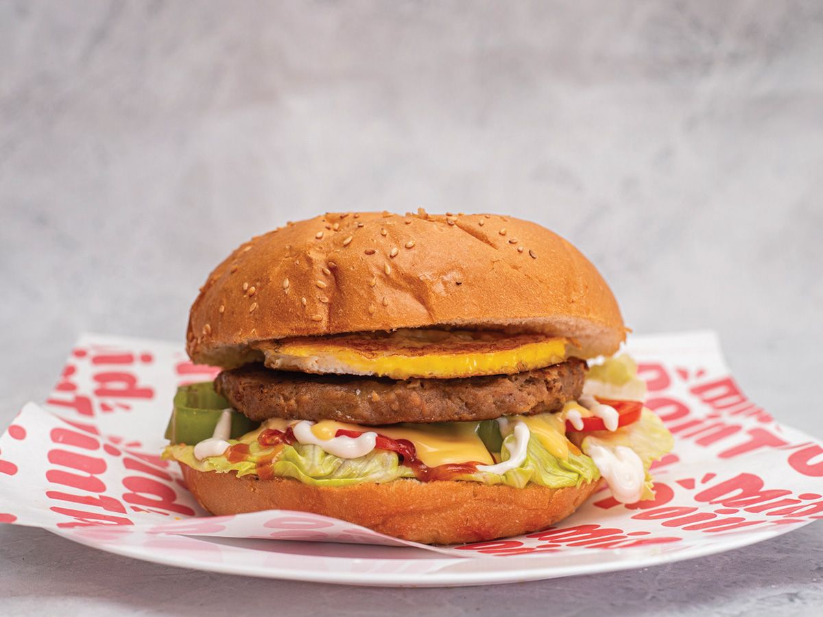 Egg and cheese burger sandwich