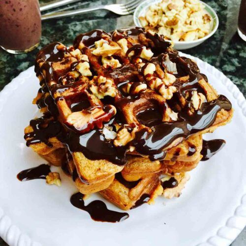 Mix Chocolate Waffle With Nuts