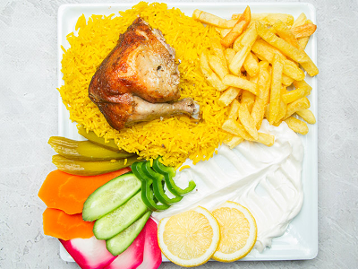 Quarter Grilled Chicken Thigh Meal