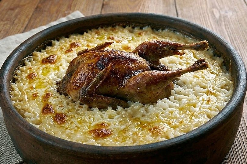Oven Baked Rice Tajine with Pigeon