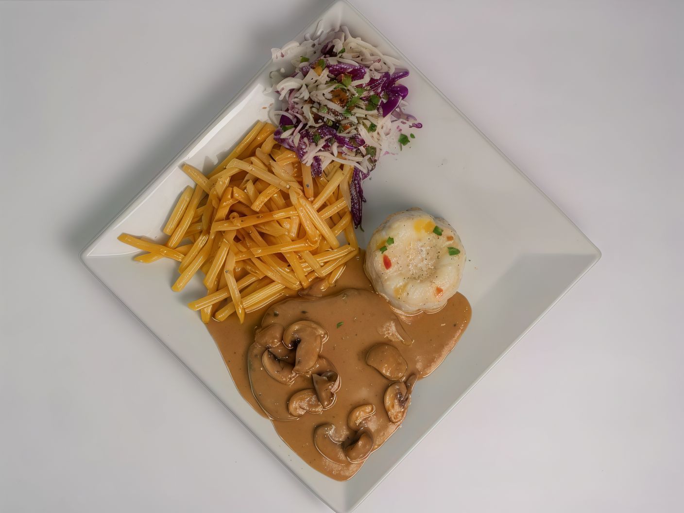 Mushroom Steak with pasta