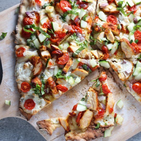 Mushroom oriental pizza