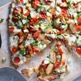 Mushroom oriental pizza