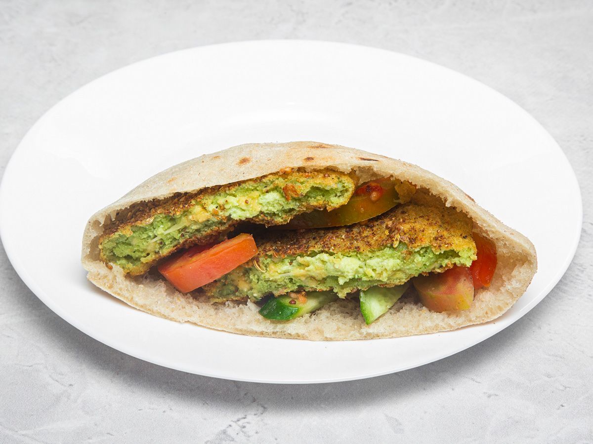 Falafel sandwich stuffed with cheddar cheese