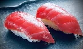 Nigiri maguro tuna sushi rice with tuna