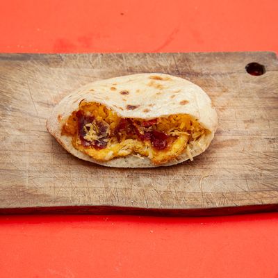 Pastrami Eggs With Roumi Cheese