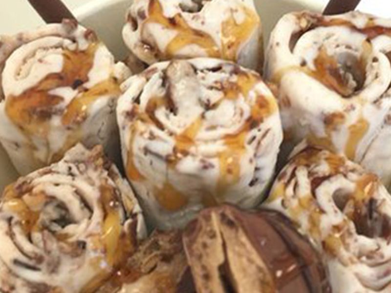 Nutella Caramel ice cream roll