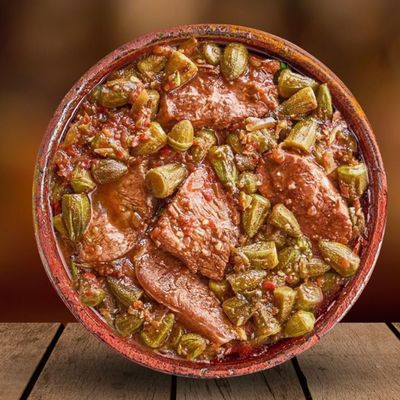 Okra casserole with meat