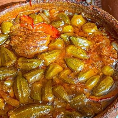 Okra or Potato Tagine with Meat