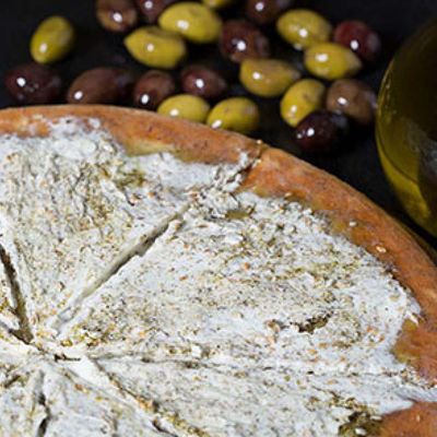 Olives and Labneh Manoucheh
