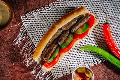 Charcoal Grilled Oriental Sausage Sandwich