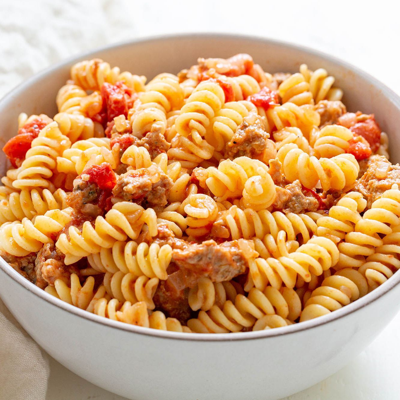 Oriental Sausage With Mozzarella Pasta