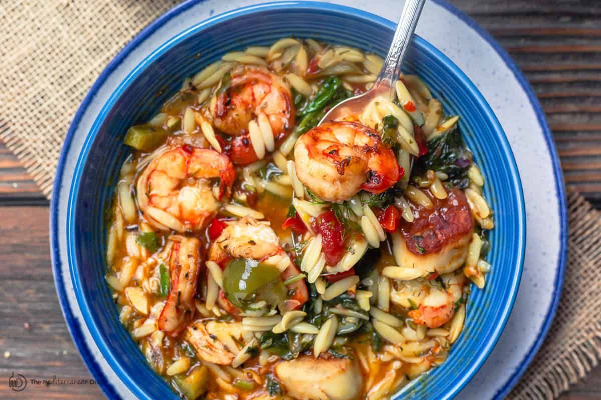 Orzo soup with shrimp