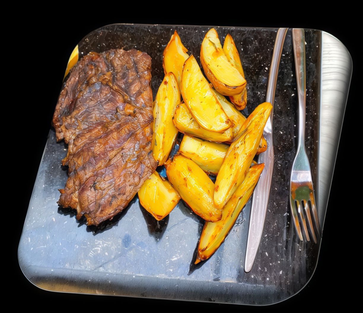 Beef fillet with paella.