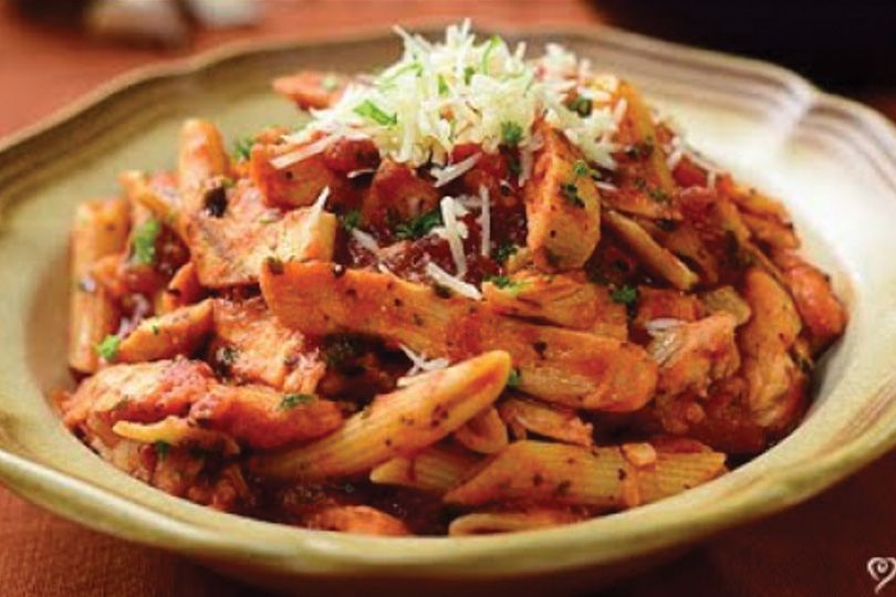 Pasta with Basil Sauce and Chicken
