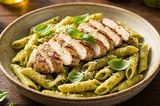 Pasta with Pesto Sauce with Grilled Chicken Slices