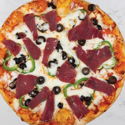 Italian pizza with pastrami