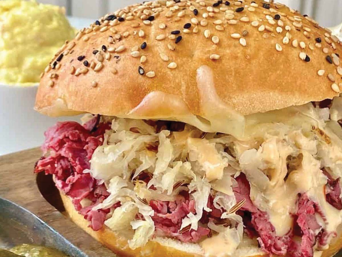 Pastrami potato sandwich