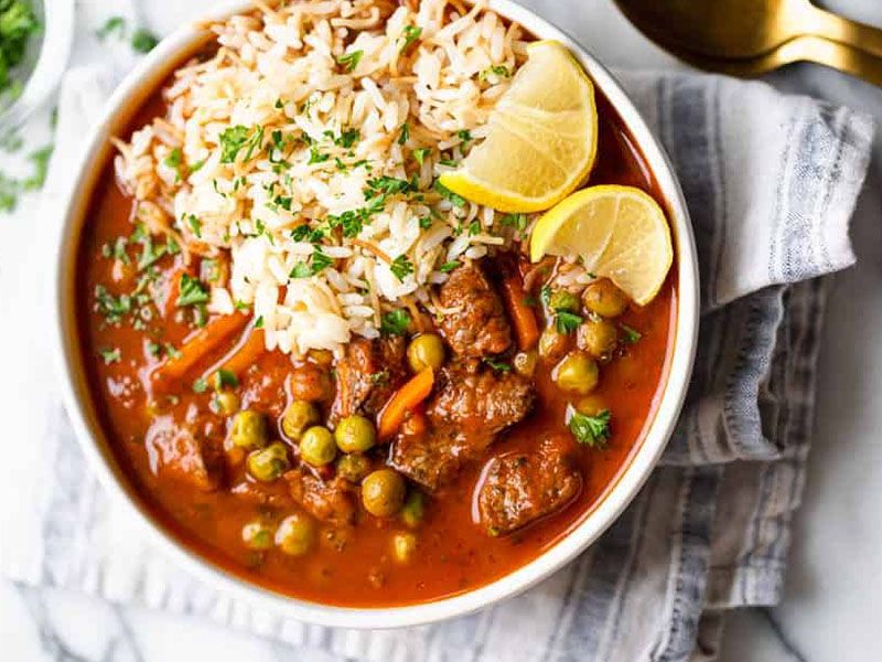 Peas With Carrots And Meat Casserole